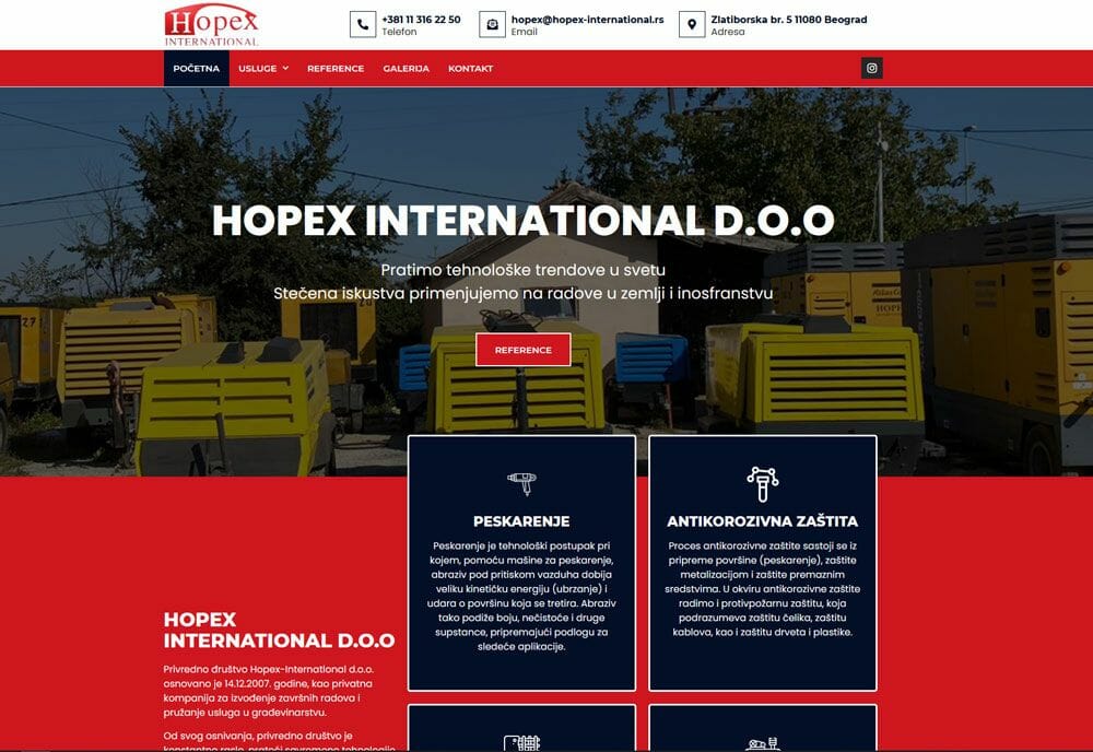 izrada sajt za firmu hopex international
